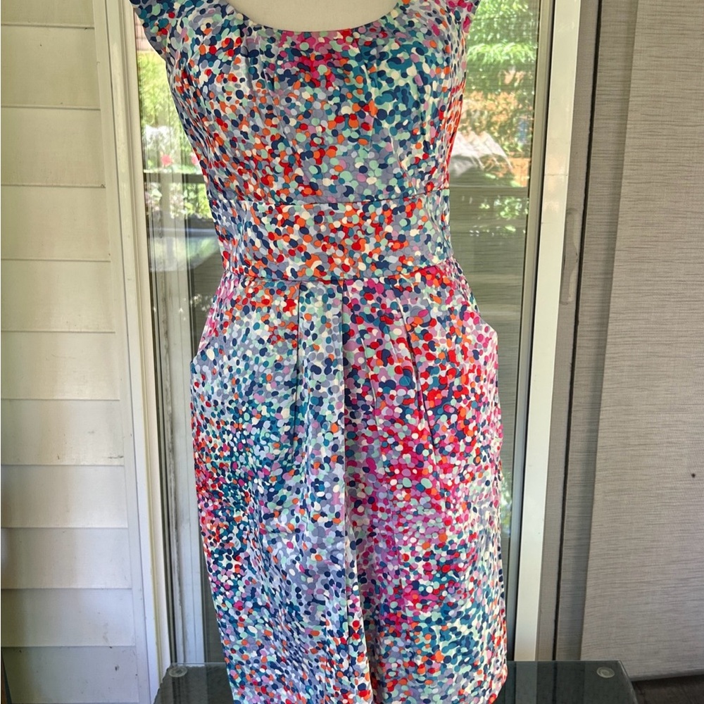 Women’s Max & Cleo Pink and Blue Fit and Flare Midi Dress/ Size 4